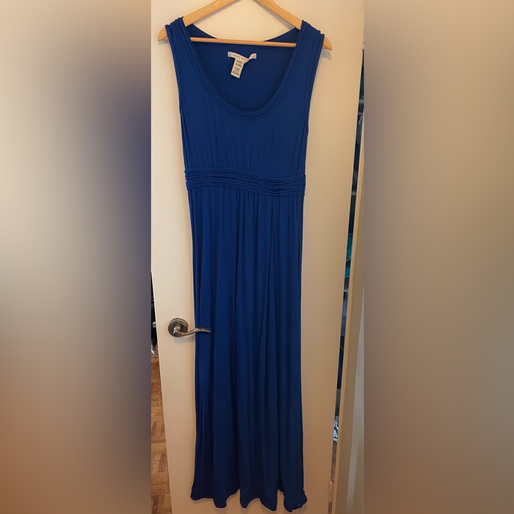 Max Studio Blue Maxi Dress - Scoop Neck Empire Waist Casual - XL